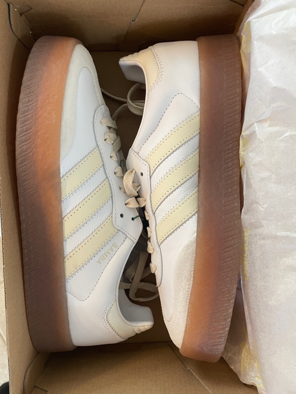 adidas Platform Samba Sneakers in Cream and Gumsole